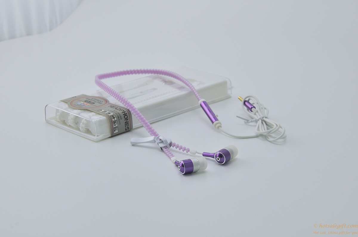 hotsalegift luminous metal zipper earphone headset highquality 3d surround wire call 6
