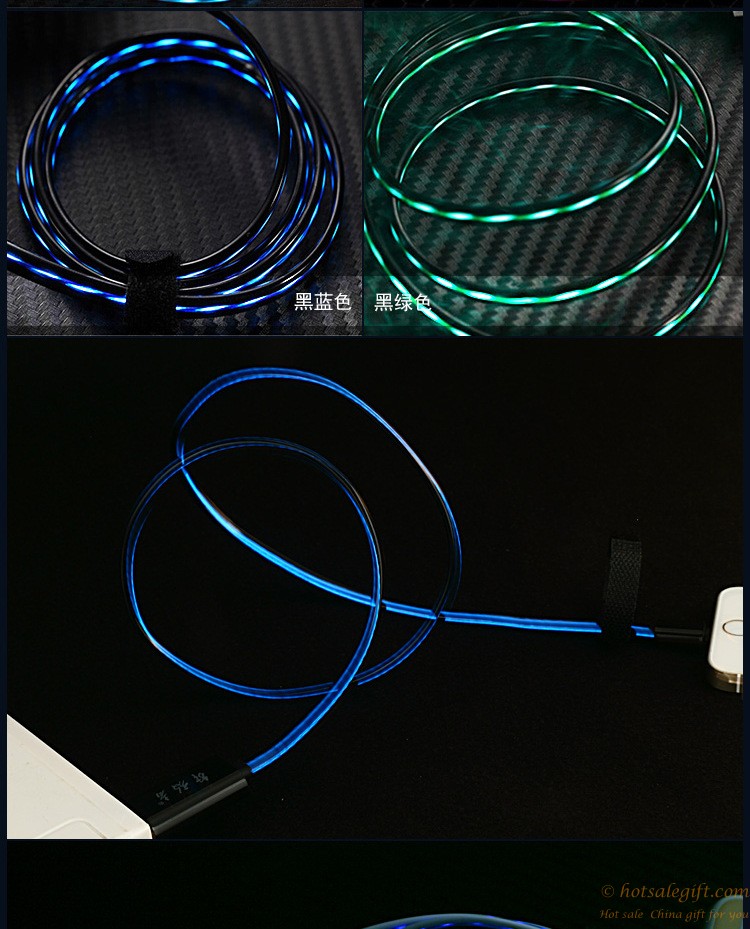 hotsalegift brilliant flowing stream led light micro usb charger data sync cable 2