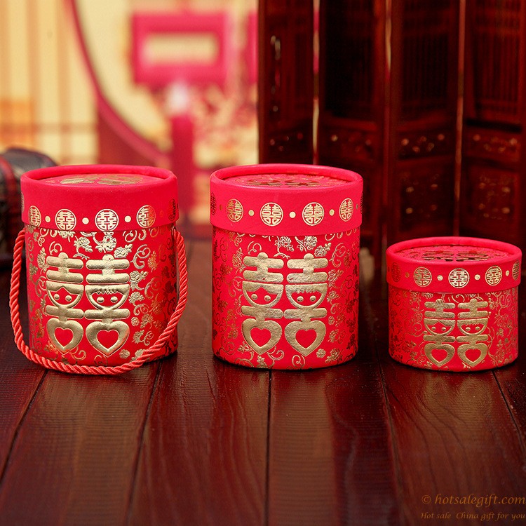 hotsalegift chinese style red double happiness bronzing paper candy box wedding 1