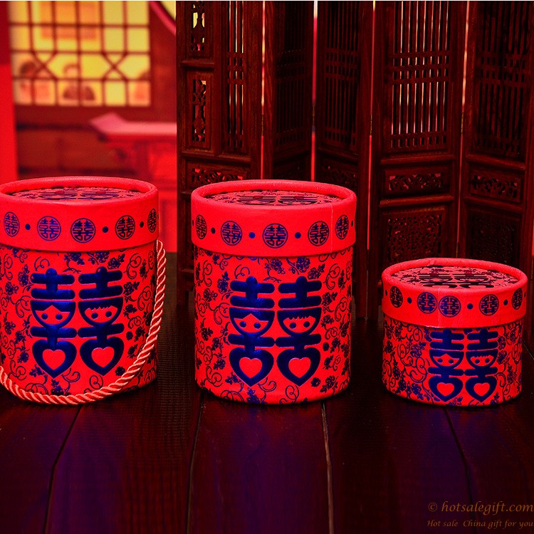 hotsalegift chinese style red double happiness bronzing paper candy box wedding 2