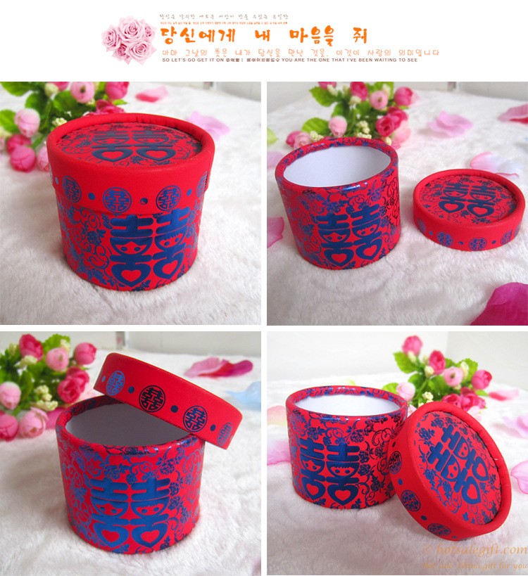 hotsalegift chinese style red double happiness bronzing paper candy box wedding 4