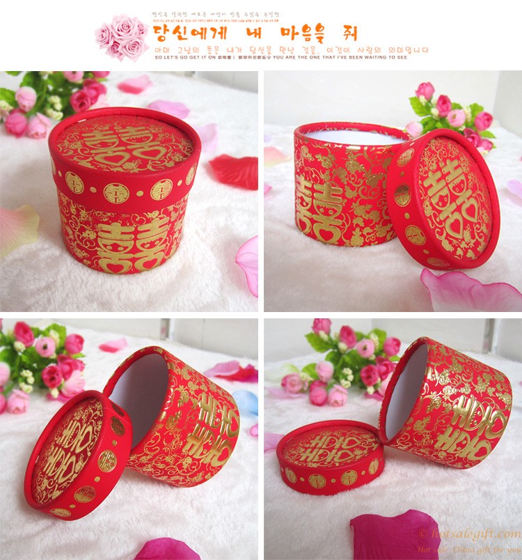 hotsalegift chinese style red double happiness bronzing paper candy box wedding 5