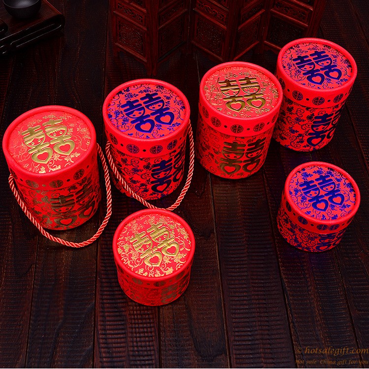 hotsalegift chinese style red double happiness bronzing paper candy box wedding 7