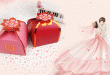 Chinese style sakura square wedding candy box