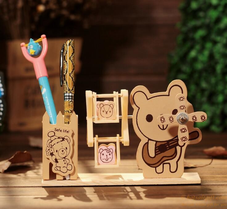 hotsalegift creative crafts wooden pen holder windmill music box