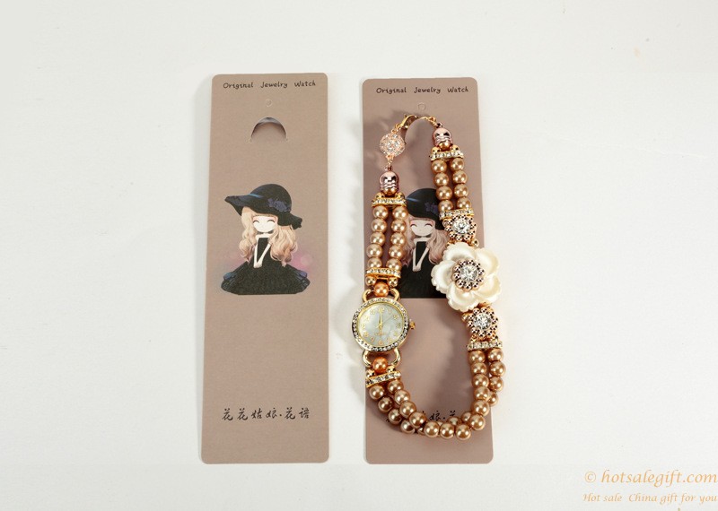 hotsalegift creative korean fashion ladies elegant chain wrapped pearl bracelet watch 1
