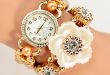Kreative koreanische Art und Weise Damen elegante Kette gewickelt Perlenarmband Uhr