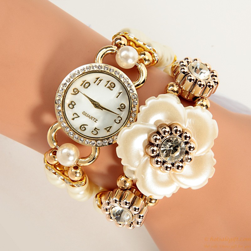 hotsalegift creative korean fashion ladies elegant chain wrapped pearl bracelet watch 2
