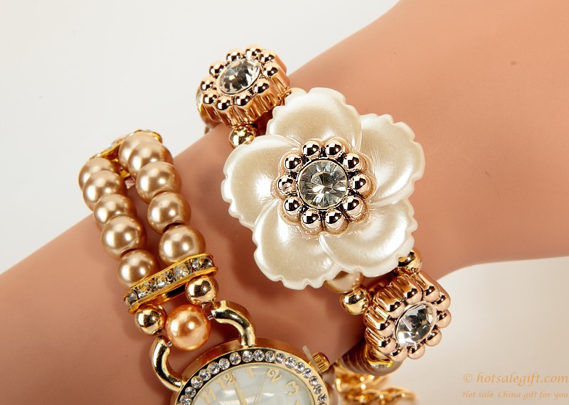 hotsalegift creative korean fashion ladies elegant chain wrapped pearl bracelet watch 4
