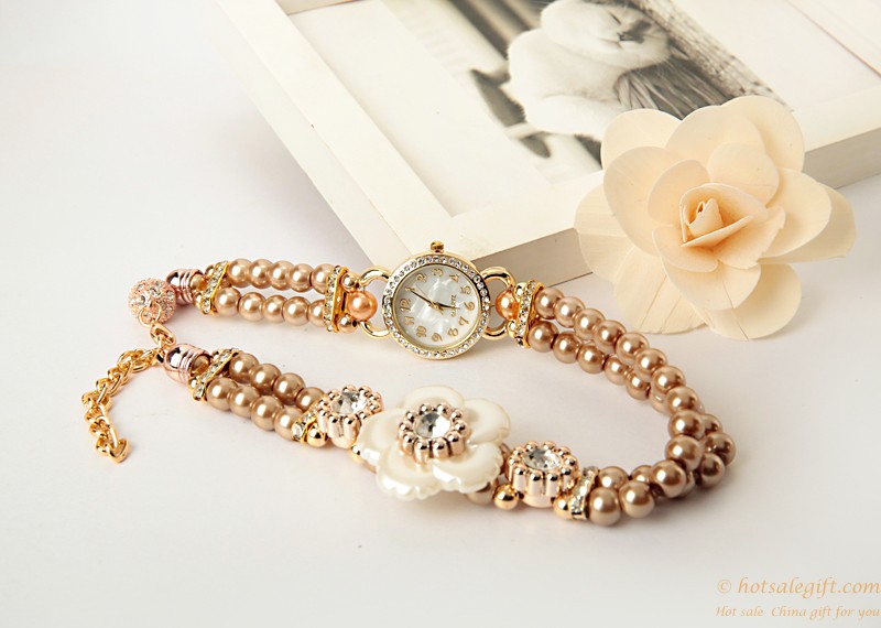 hotsalegift creative korean fashion ladies elegant chain wrapped pearl bracelet watch 5