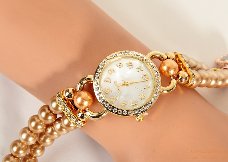 hotsalegift creative korean fashion ladies elegant chain wrapped pearl bracelet watch 6