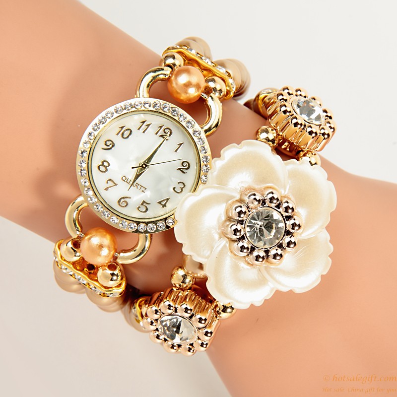 hotsalegift creative korean fashion ladies elegant chain wrapped pearl bracelet watch
