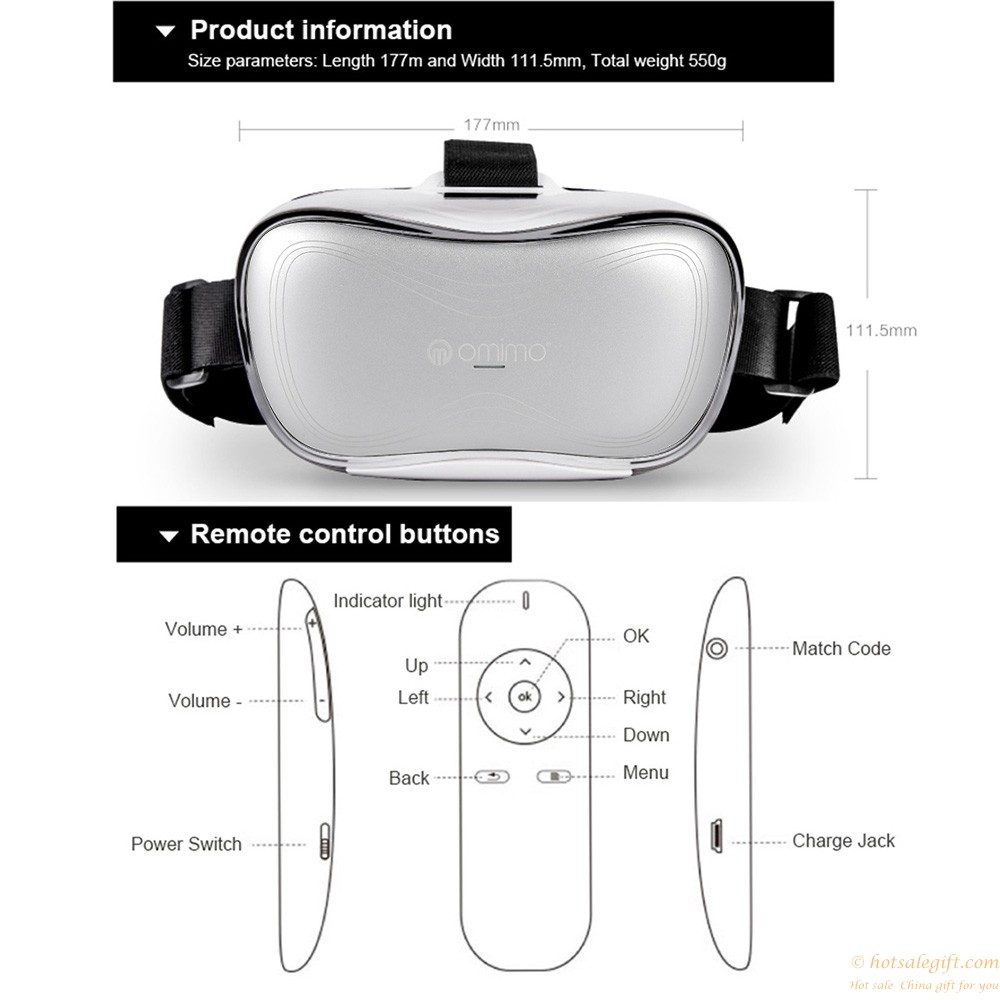 hotsalegift omimo allinone immersive virtual reality vr 3d android video glasses hdmi 1080p hd imax digital display 2