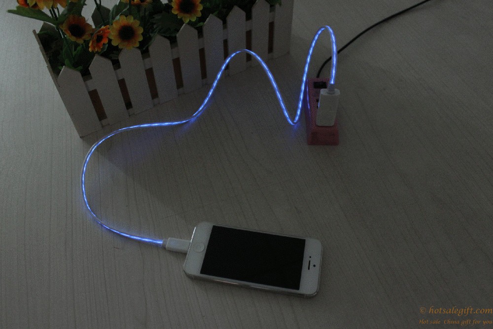 hotsalegift visible flowing charger cable led usb data sync cable iphones samsung micro usb 1
