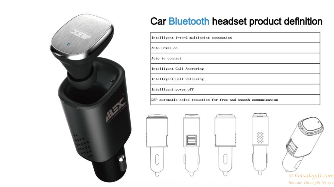 hotsalegift 2 1 dual usb car charger wireless bluetooth v41 earbud headset 3