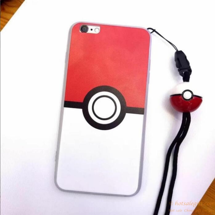 hotsalegift cheap price oem tpu pokemon phone case lanyard pokeball attached