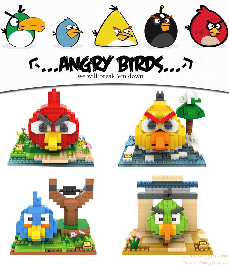 hotsalegift super mini angry birds plastic building blocks kids educational toys