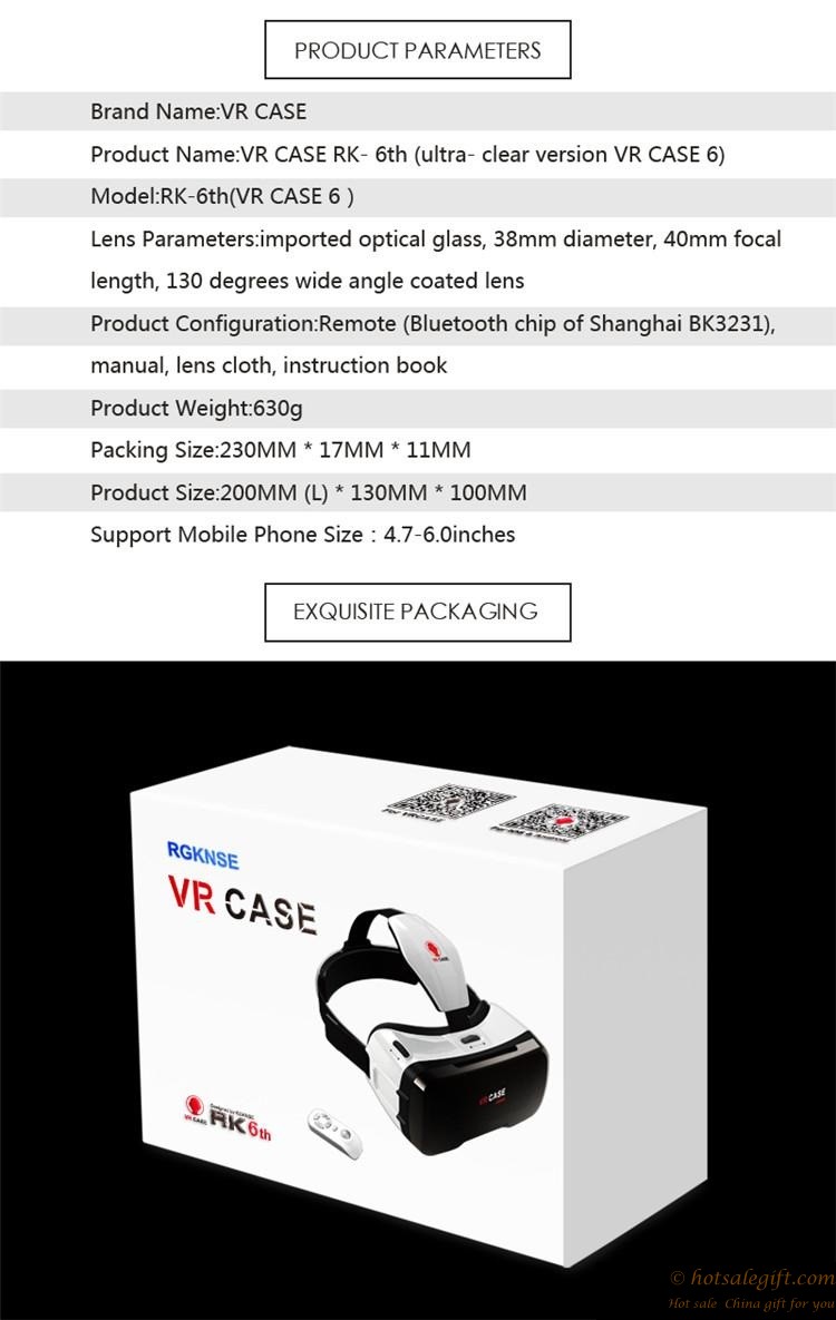 hotsalegift vr case rk6th virtual reality 3d glasses vr box helmet smartphones 476 inch 15
