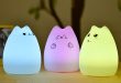 Cute Cat USB Nabíjecí barevné silikonové noční světlo LED Light
