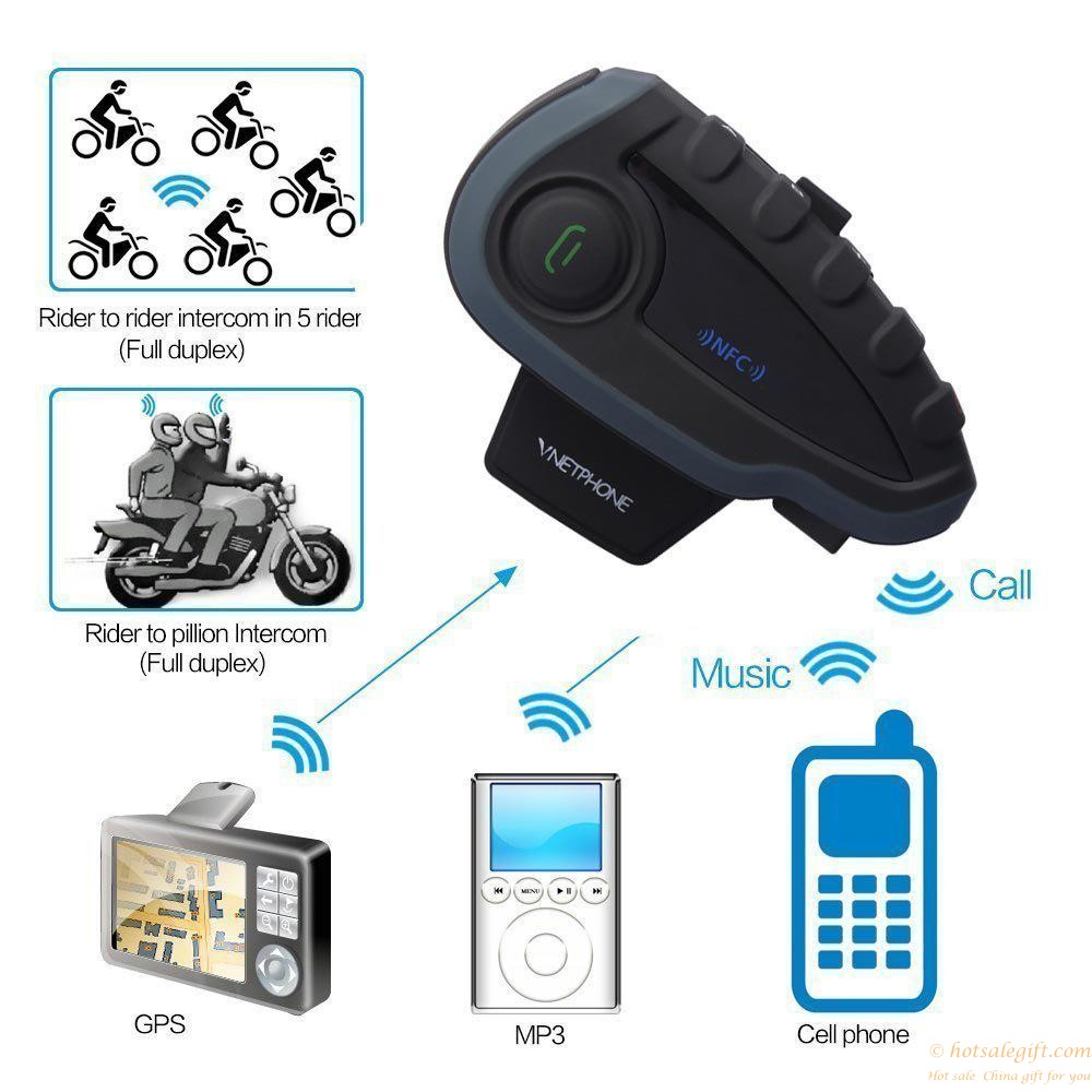 hotsalegift waterproof motorcycle helmet bluetooth fm nfc remote control interphone 5 riders 1