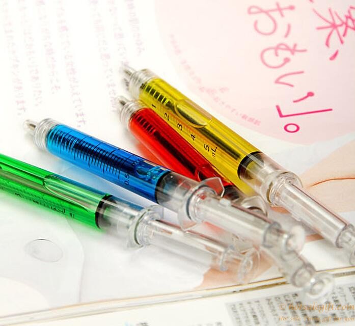 hotsalegift wholesale syringe shape plastic ballpoint pen logo printing 3