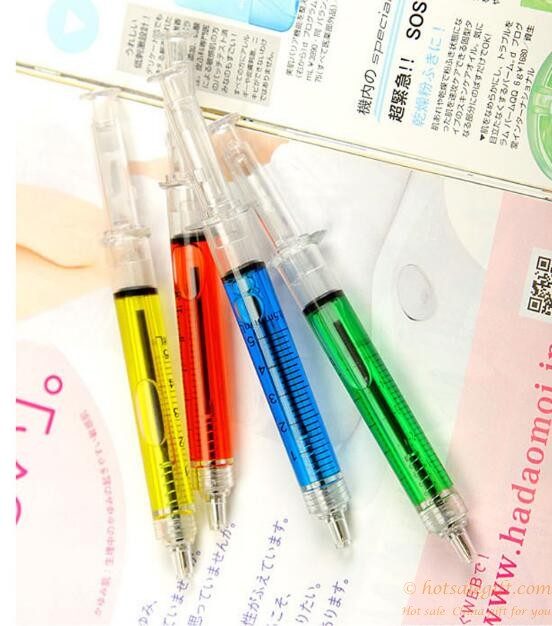 hotsalegift wholesale syringe shape plastic ballpoint pen logo printing 4