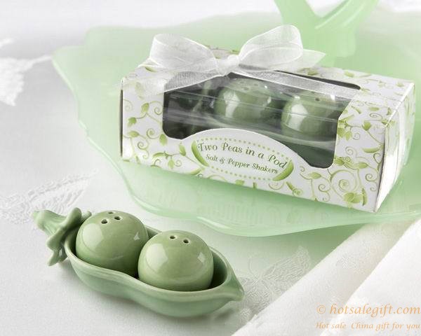 Two Peas in a Pod Ceramic Salt & Pepper Shakers (Set of 4)