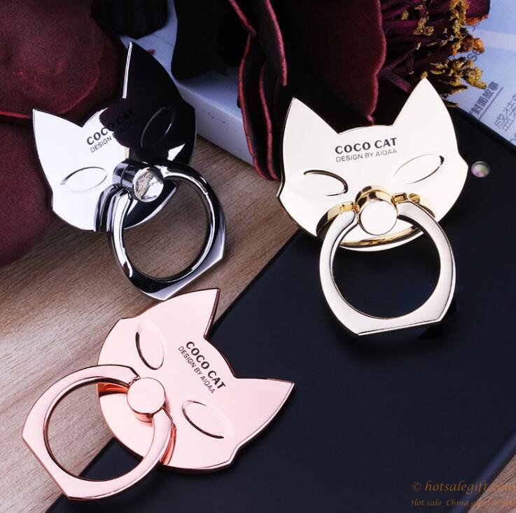 hotsalegift cartoon cat shaped metal finger ring holder 3