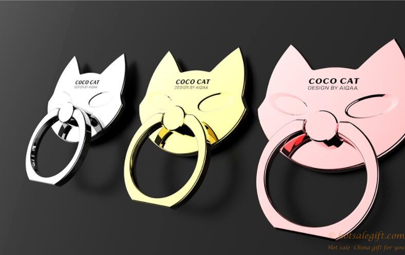 hotsalegift cartoon cat shaped metal finger ring holder
