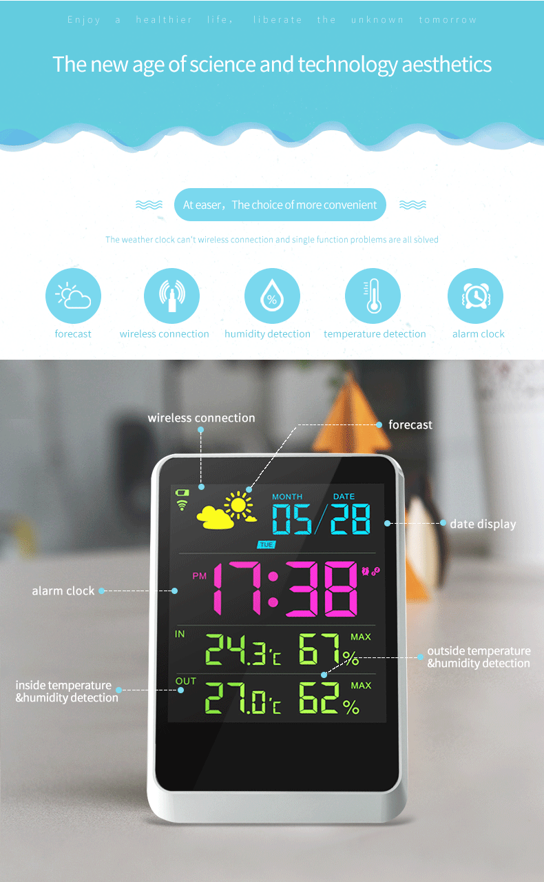 hotsalegift lcd display digital alarm low light sensor night light digital alarm clock 4