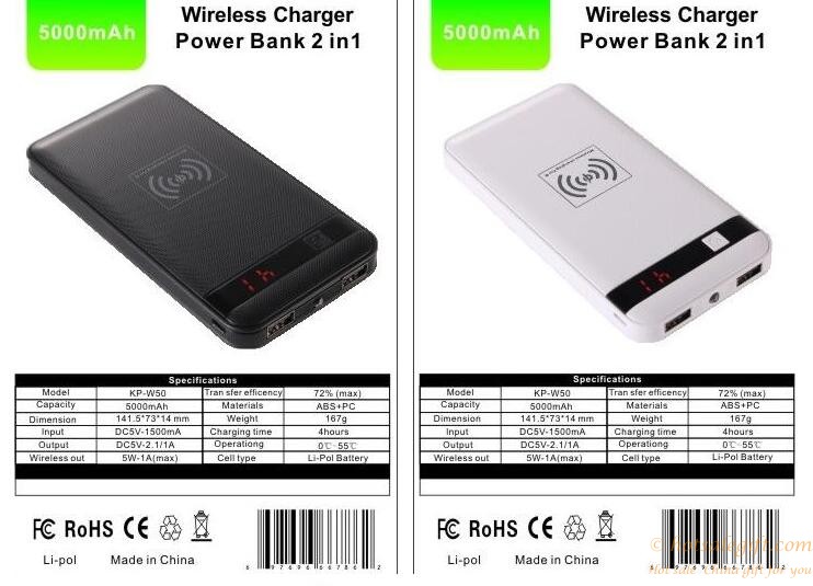 hotsalegift qi wireless portable charger 5000mah power bank56