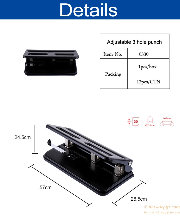 hotsalegift adjustable 3 hole paper punch200249